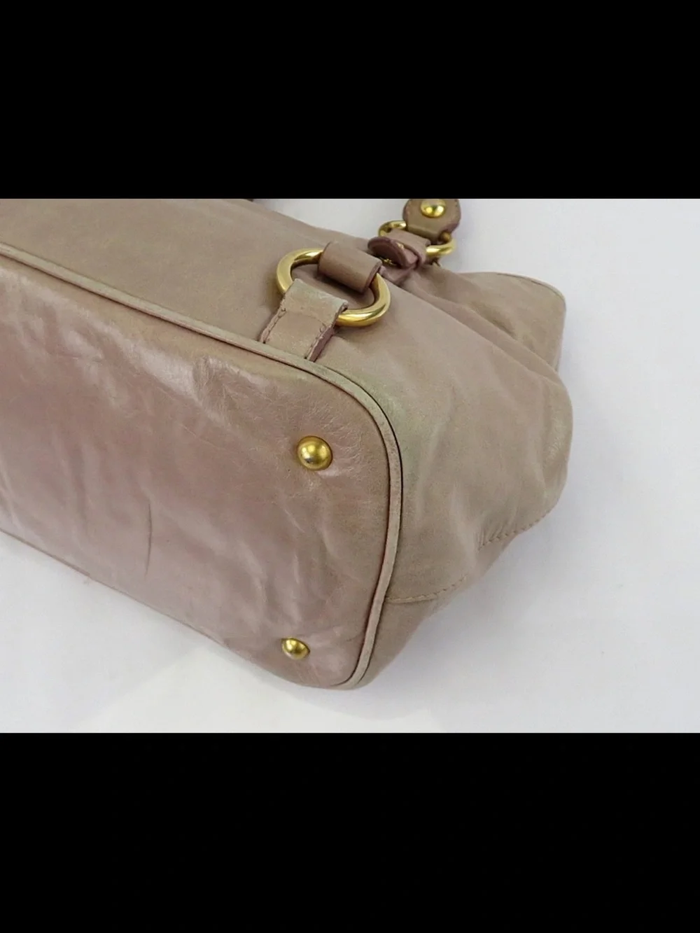 Miu Miu Taupe Leather Top-Handle Tote